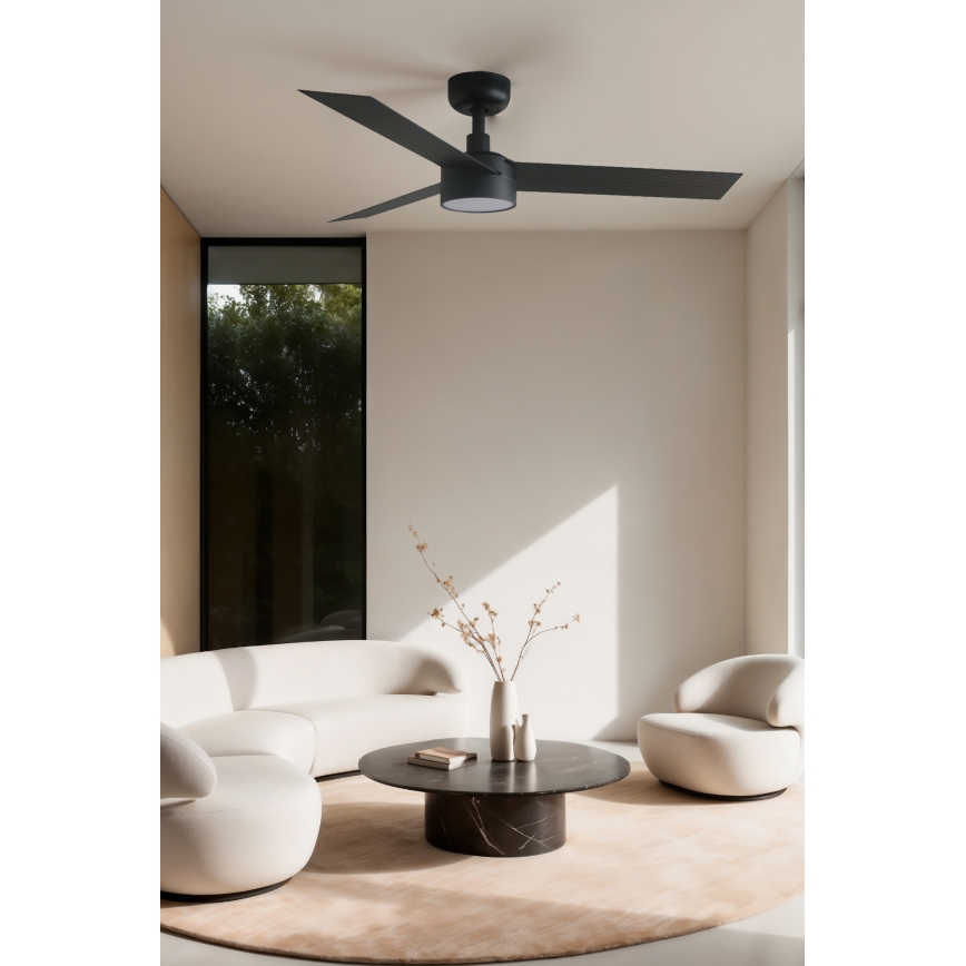 FARO 34289WT1S - Ventilador de teto LED dimerizável CRUISER S LED/18W/230V 2700/3000/4000K diâmetro 106 cm preto Wi-Fi Tuya + controlo remoto