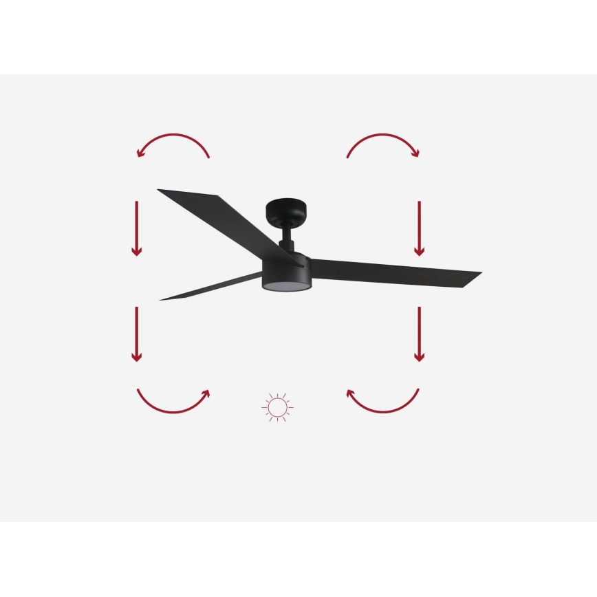 FARO 34291-1TW - Ventilador de teto LED dimerizável CRUISER LED/20W/230V 2700/3000/4000K diâmetro 132 cm preto + comando remoto