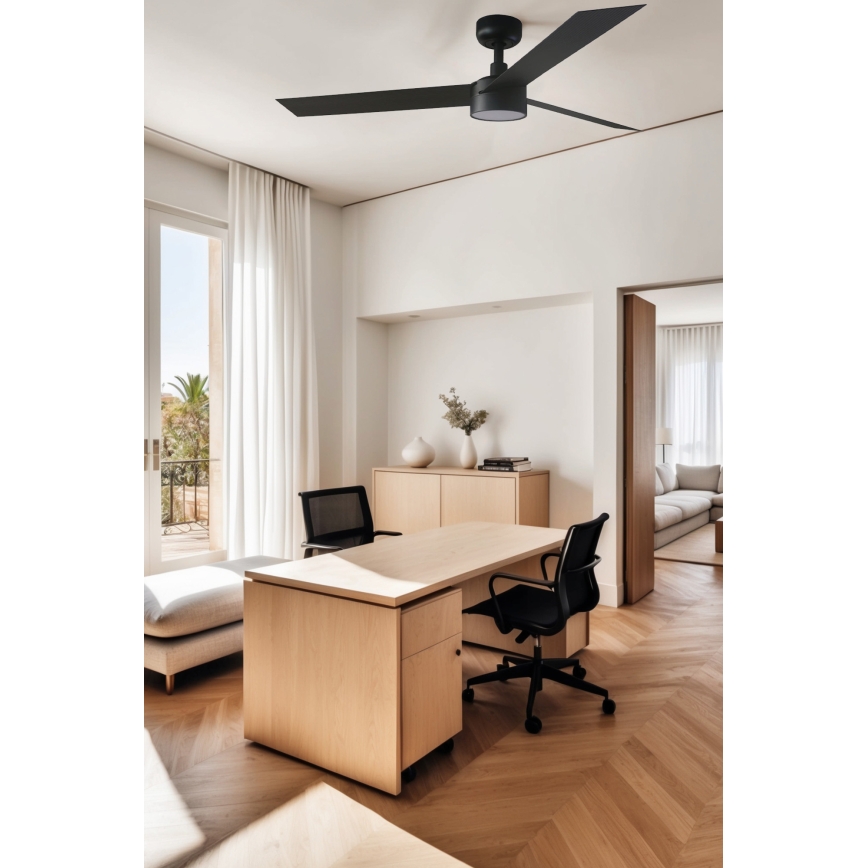 FARO 34291WT1S - Ventilador de teto LED dimerizável CRUISER L LED/18W/230V 2700/3000/4000K diâmetro 132 cm preto Wi-Fi Tuya + controlo remoto