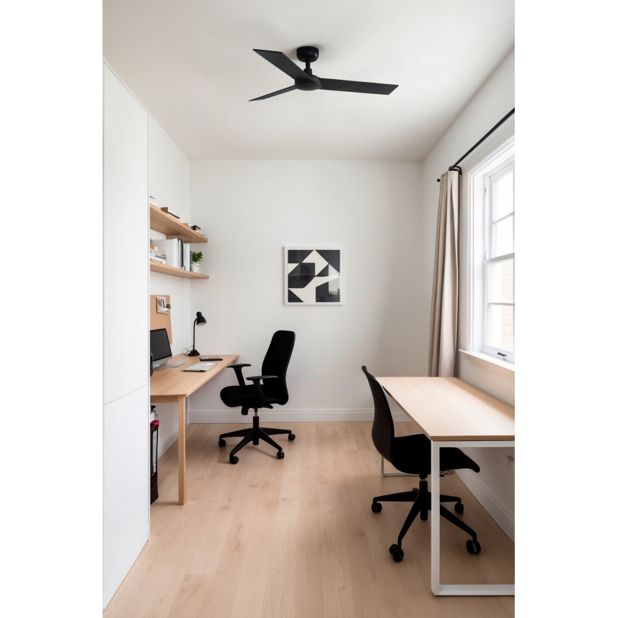 FARO 34296WT - Ventoinha de teto RUDDER S preto/castanho diâmetro 106 cm Wi-Fi Tuya + comando