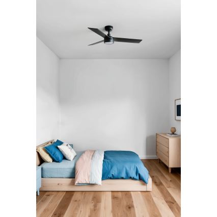 FARO 34296WT1S - Ventoinha de tecto LED dimerizável RUDDER S LED/18W/230V 2700/3000/4000K Ø 106 cm castanho/preto Wi-Fi Tuya + controlo remoto