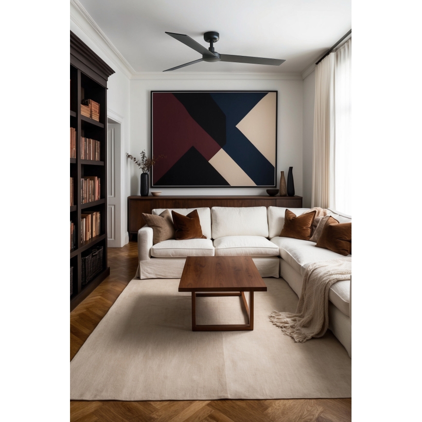 FARO 34298WT - Ventoinha de teto RUDDER L preto/wenge diâmetro 132 cm Wi-Fi Tuya + comando