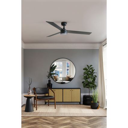 FARO 34298WT1S - Ventilador de tecto regulável com LED RUDDER L LED/18W/230V 2700/3000/4000K, diâmetro 132 cm, castanho/preto, Wi-Fi Tuya + comando à distância
