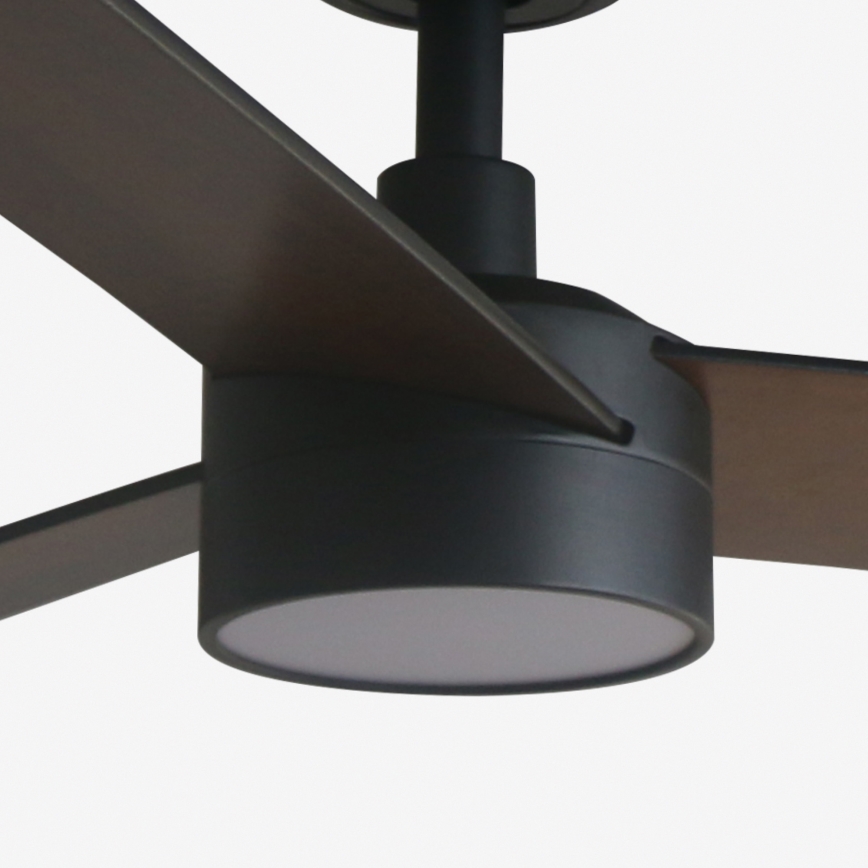 FARO 34298WT1S - Ventilador de tecto regulável com LED RUDDER L LED/18W/230V 2700/3000/4000K, diâmetro 132 cm, castanho/preto, Wi-Fi Tuya + comando à distância