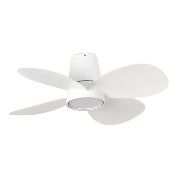 FARO 34315SWT - Ventilador de tecto LED regulável KLOVER S LED/20W/230V 2700/3000/4000K Ø 80 cm branco Wi-Fi Tuya + controlo remoto
