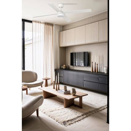 FARO 34355-1TW - Ventoinha de teto LED com regulação RUDDER L LED/20W/230V branco/bege diâmetro 132 cm + comando