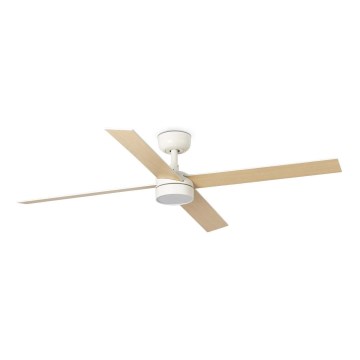 FARO 34355WT1S - Ventilador de tecto LED regulável RUDDER L LED/18W/230V 2700/3000/4000K Ø 132 cm bege/branco Wi-Fi Tuya + controlo remoto