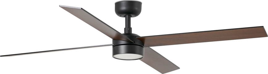 FARO 34356WT-1TW - Ventoinha de teto LED com regulação RUDDER L LED/18W/230V 2700/4350/6000K castanho/preto diâmetro 132 cm Wi-Fi Tuya + comando