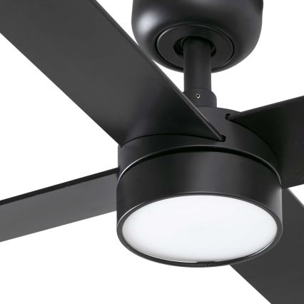 FARO 34356WT1S - Ventilador de teto LED dimerizável RUDDER L LED/18W/230V 2700/3000/4000K Ø 132 cm castanho/preto Wi-Fi Tuya + controlo remoto
