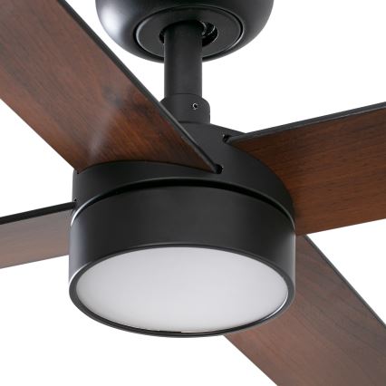 FARO 34356WT1S - Ventilador de teto LED dimerizável RUDDER L LED/18W/230V 2700/3000/4000K Ø 132 cm castanho/preto Wi-Fi Tuya + controlo remoto