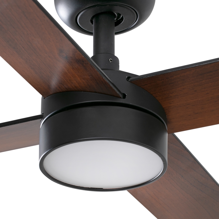 FARO 34356WT1S - Ventilador de teto LED dimerizável RUDDER L LED/18W/230V 2700/3000/4000K Ø 132 cm castanho/preto Wi-Fi Tuya + controlo remoto