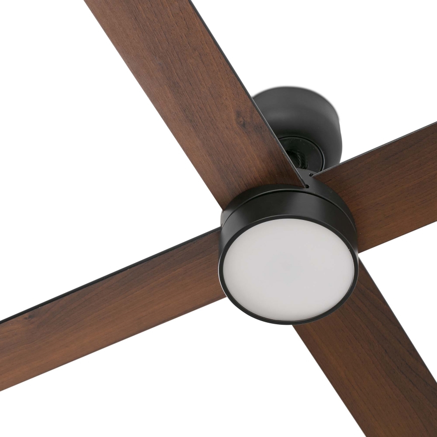FARO 34356WT1S - Ventilador de teto LED dimerizável RUDDER L LED/18W/230V 2700/3000/4000K Ø 132 cm castanho/preto Wi-Fi Tuya + controlo remoto