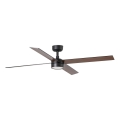FARO 34356WT1S - Ventilador de teto LED dimerizável RUDDER L LED/18W/230V 2700/3000/4000K Ø 132 cm castanho/preto Wi-Fi Tuya + controlo remoto