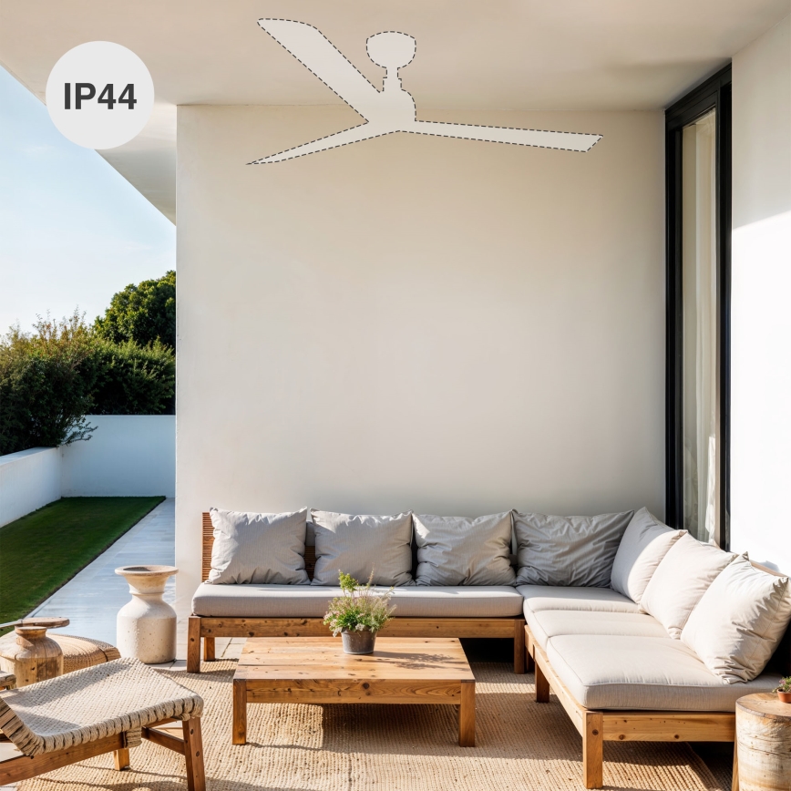 FARO 34360WT-11L - Ventilador de teto OUTWOOD L 1xE27/15W/230V castanho/preto Ø 150 cm Wi‑Fi Tuya IP44 + comando remoto