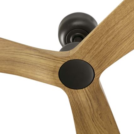 FARO 34360WT - Ventilador de teto OUTWOOD L castanho/preto Ø 150 cm Wi‑Fi Tuya IP44 + comando à distância