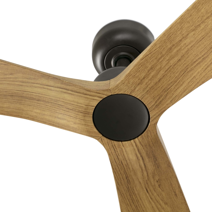 FARO 34360WT - Ventilador de teto OUTWOOD L castanho/preto Ø 150 cm Wi‑Fi Tuya IP44 + comando à distância