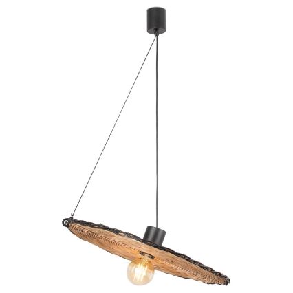 FARO 68590-70 - Candelabro suspenso COSTAS 1xE27/15W/230V d. 100 cm preto/vime