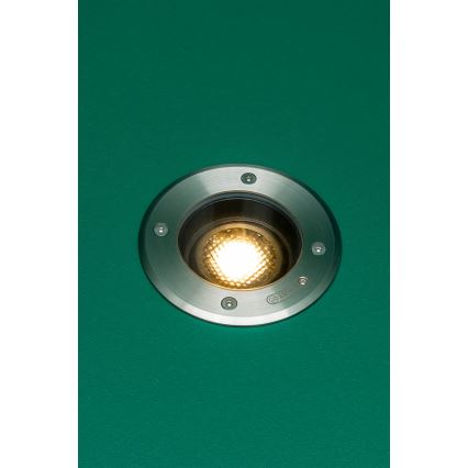 FARO 70310 - Luminária embutida de piso para exterior GEISER 1xGU10/8W/230V IK08 IP67, em aço inoxidável