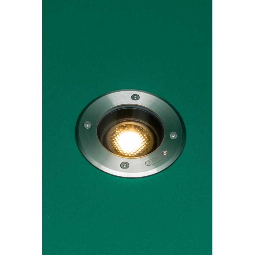 FARO 70310 - Luminária embutida de piso para exterior GEISER 1xGU10/8W/230V IK08 IP67, em aço inoxidável