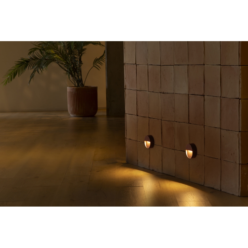 FARO 71962 - Luminária LED para escadas DUNE LED/3W/230V 2200/2700/3200/4000K IP65 castanha redonda
