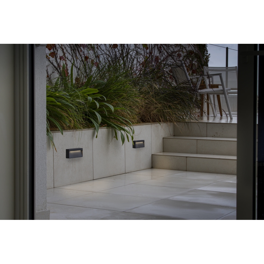 FARO 71966 - Luminária de escada LED DUNE LED/6W/230V 2200/2700/3200/4000K IP65 antracite retangular