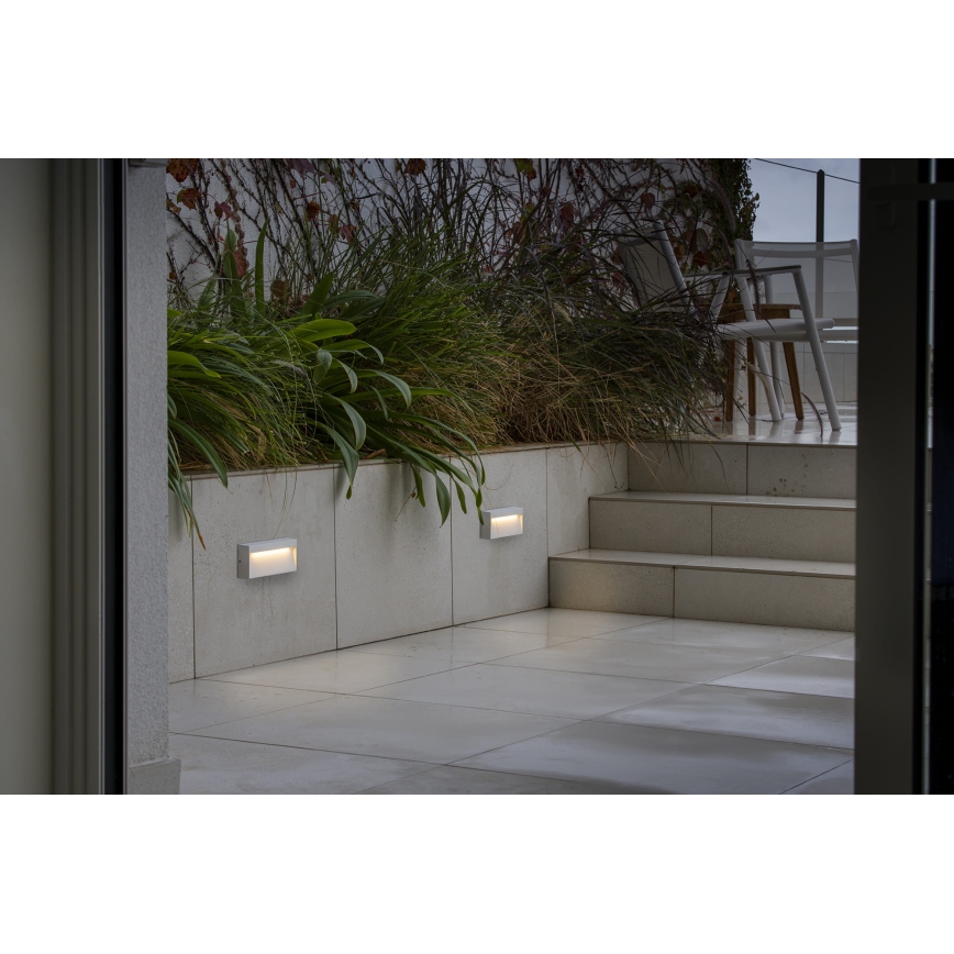 FARO 71967 - Luminária LED para escadas DUNE LED/6W/230V 2200/2700/3200/4000K IP65 branco retangular