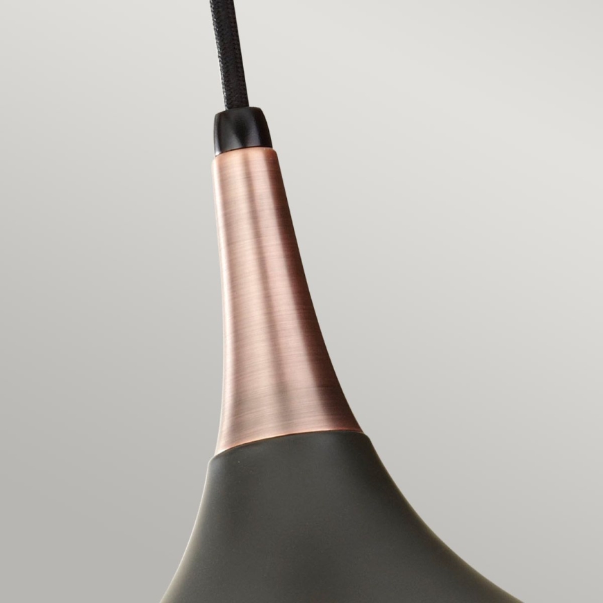 Feiss - Candeeiro pendente por cabo BESO 1xE27/60W/230V Ø 25,4 cm preto/cobre