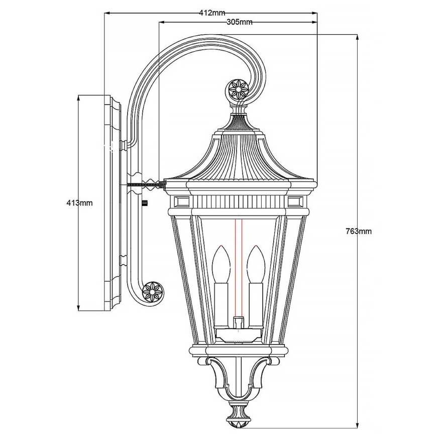 Feiss - Iluminação de parede exterior COTSWOLD LANE 3xE14/60W/230V IP44 preto