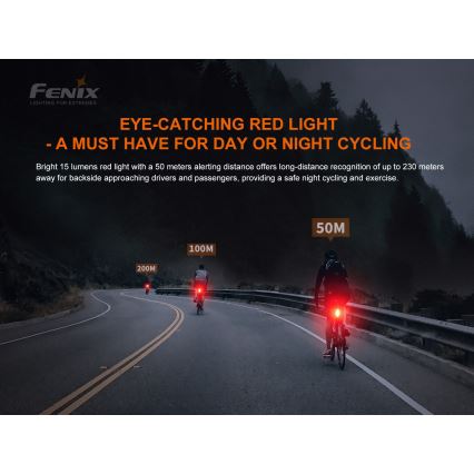 Fenix BC05RV20 - Lanterna LED recarregável de bicicleta LED/USB IP66 15 lm 120 hrs