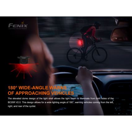 Fenix BC05RV20 - Lanterna LED recarregável de bicicleta LED/USB IP66 15 lm 120 hrs