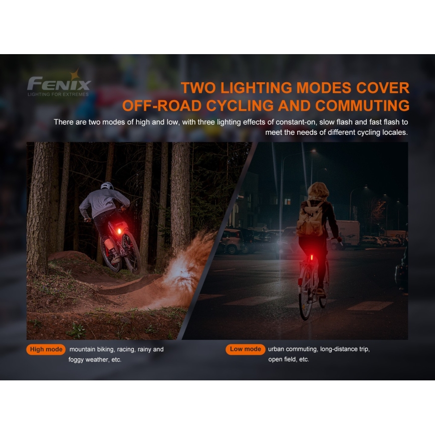 Fenix BC05RV20 - Lanterna LED recarregável de bicicleta LED/USB IP66 15 lm 120 hrs