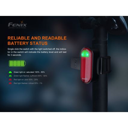 Fenix BC05RV20 - Lanterna LED recarregável de bicicleta LED/USB IP66 15 lm 120 hrs