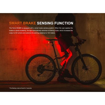 Fenix BC06R - Luz de bicicleta LED  recarregável e regulável LED/USB IP66 90 lm 24,5 h 560 mAh