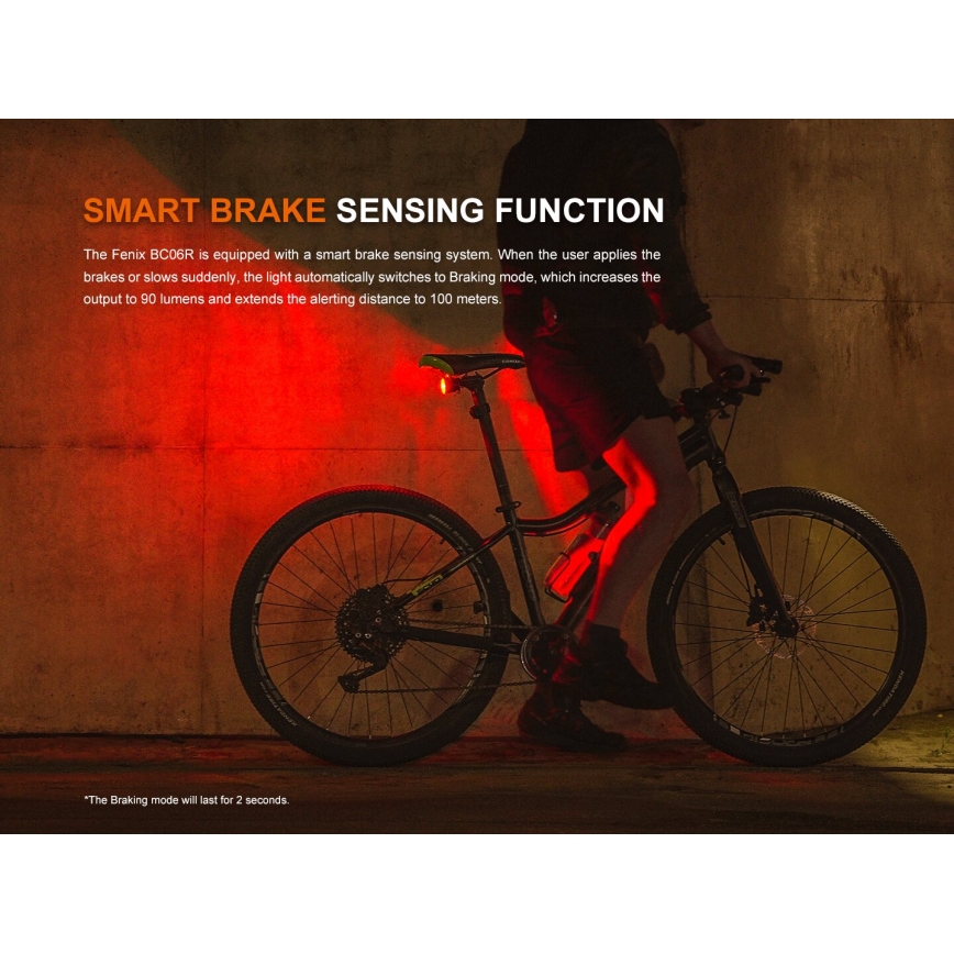 Fenix BC06R - Luz de bicicleta LED  recarregável e regulável LED/USB IP66 90 lm 24,5 h 560 mAh