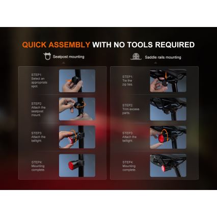 Fenix BC06R - Luz de bicicleta LED  recarregável e regulável LED/USB IP66 90 lm 24,5 h 560 mAh