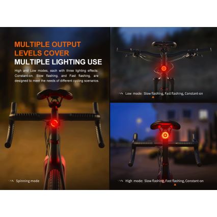 Fenix BC06R - Luz de bicicleta LED  recarregável e regulável LED/USB IP66 90 lm 24,5 h 560 mAh