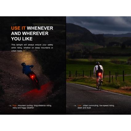 Fenix BC06R - Luz de bicicleta LED  recarregável e regulável LED/USB IP66 90 lm 24,5 h 560 mAh