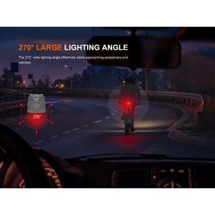 Fenix BC06R - Luz de bicicleta LED  recarregável e regulável LED/USB IP66 90 lm 24,5 h 560 mAh