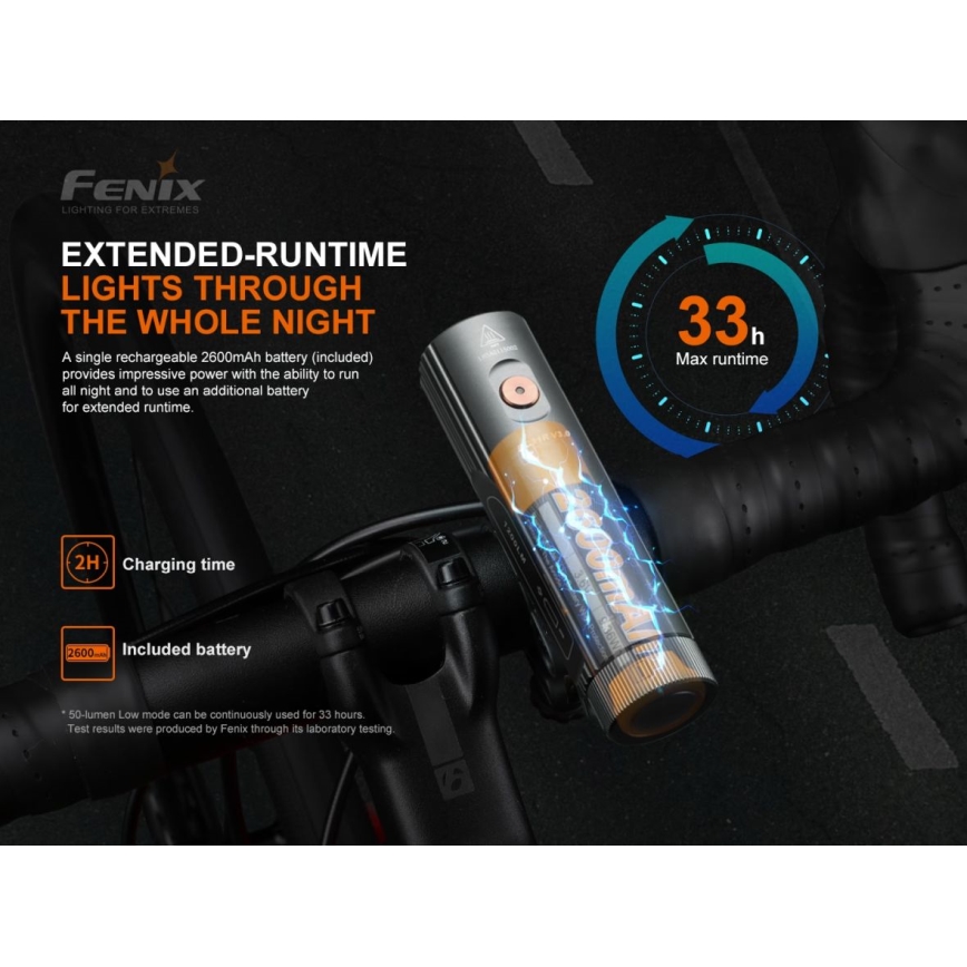 Fenix BC21RV30 - Iluminação de bicicleta recarregável LED/USB IP68 1200 lm 33 hrs