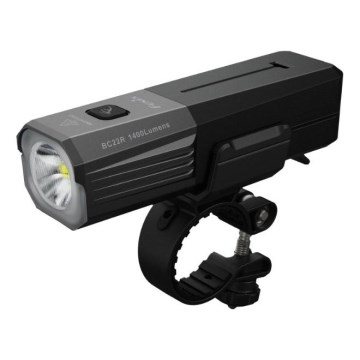 Fenix BC22R - Farol recarregável para bicicleta com LED e intensidade regulável, USB, 3400 mAh, IP66, 1400 lm, 41 h, preto