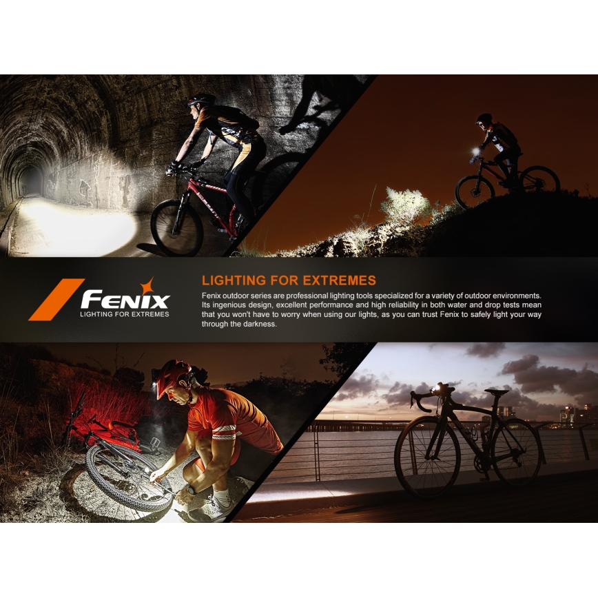 Fenix BC22R - Farol recarregável para bicicleta com LED e intensidade regulável, USB, 3400 mAh, IP66, 1400 lm, 41 h, preto