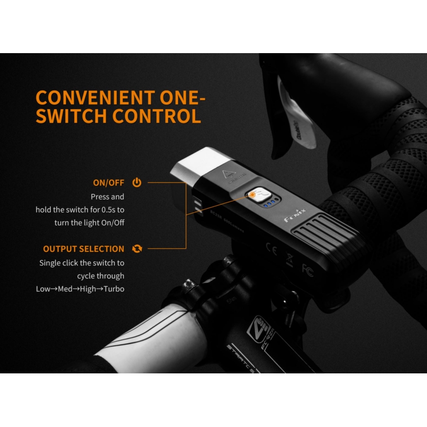 Fenix BC25R - Iluminação de bicicleta recarregável LED LED/USB IP66 600 lm 36 hrs