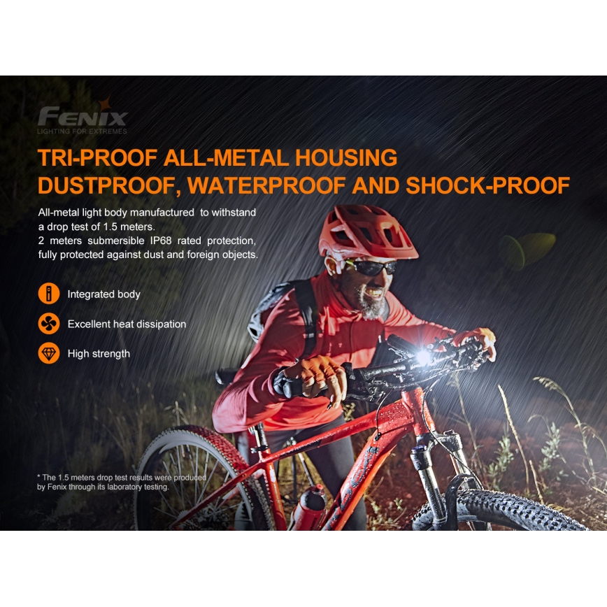 Fenix BC26R - Iluminação de bicicleta recarregável LED/USB IP68 1600 lm 65 hrs