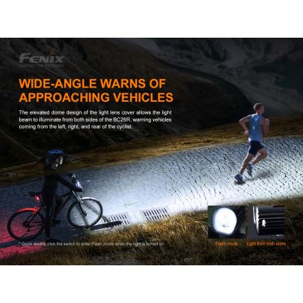 Fenix BC26R - Iluminação de bicicleta recarregável LED/USB IP68 1600 lm 65 hrs