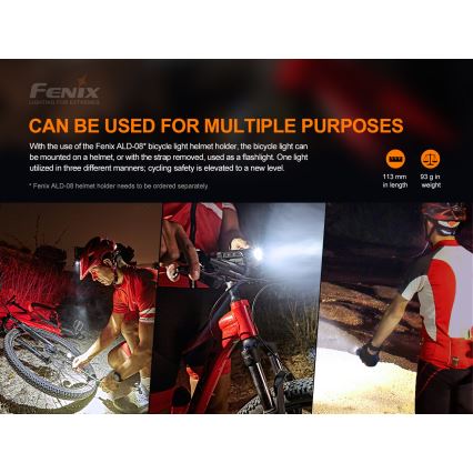 Fenix BC26R - Iluminação de bicicleta recarregável LED/USB IP68 1600 lm 65 hrs