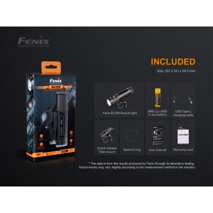 Fenix BC26R - Iluminação de bicicleta recarregável LED/USB IP68 1600 lm 65 hrs