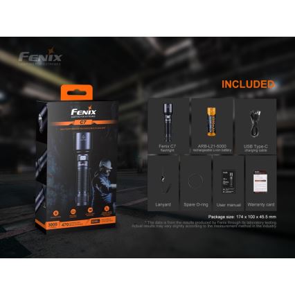 Fenix C7 - LED Lanterna recarregável com regulagem de brilho LED/1x21700 IP68 3000 lm 68 h