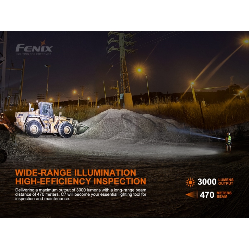 Fenix C7 - LED Lanterna recarregável com regulagem de brilho LED/1x21700 IP68 3000 lm 68 h