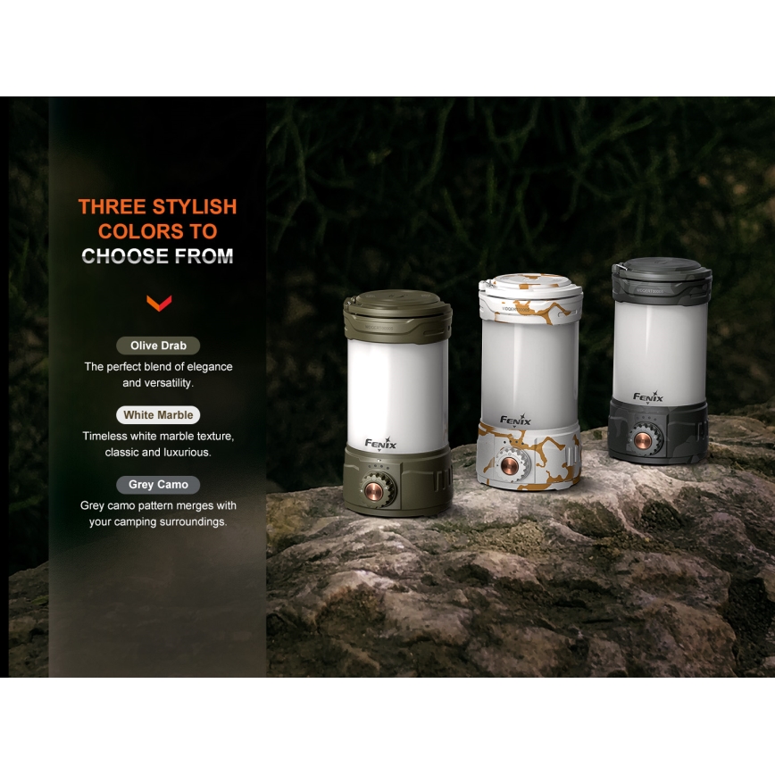 Fenix CL26RPROOLI - Candeeiro LED portátil com regulação LED/USB IP66 650 brilhante 408 h 5000 mAh verde