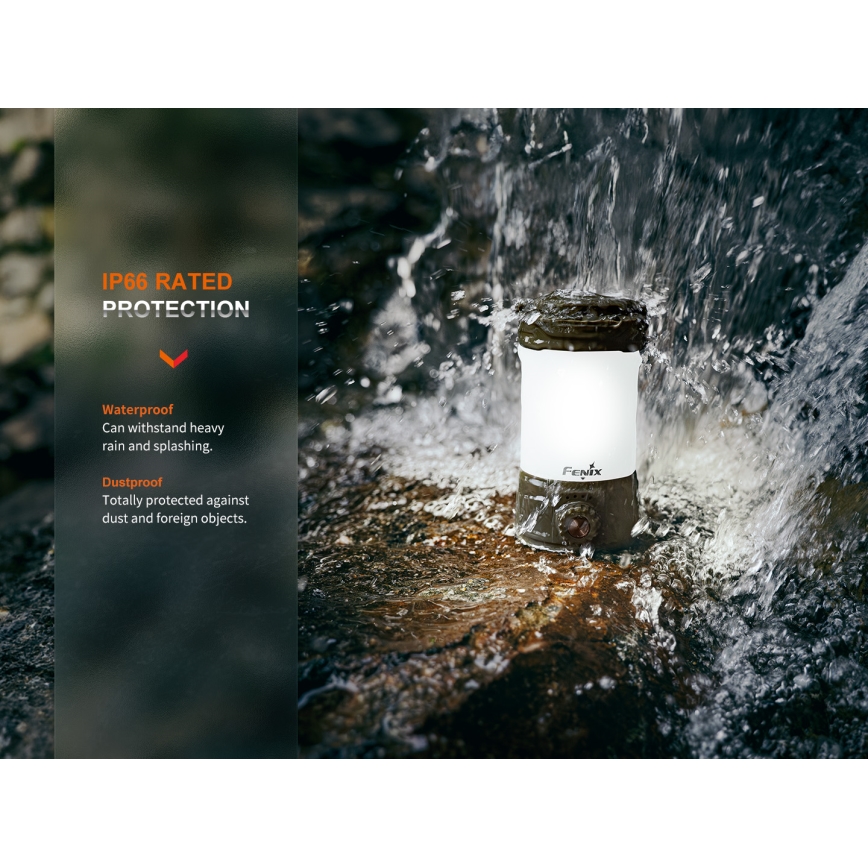 Fenix CL26RPROOLI - Candeeiro LED portátil com regulação LED/USB IP66 650 brilhante 408 h 5000 mAh verde